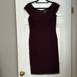 Adrianna Papell chocolate brown tiered layered cocktail dress size 10